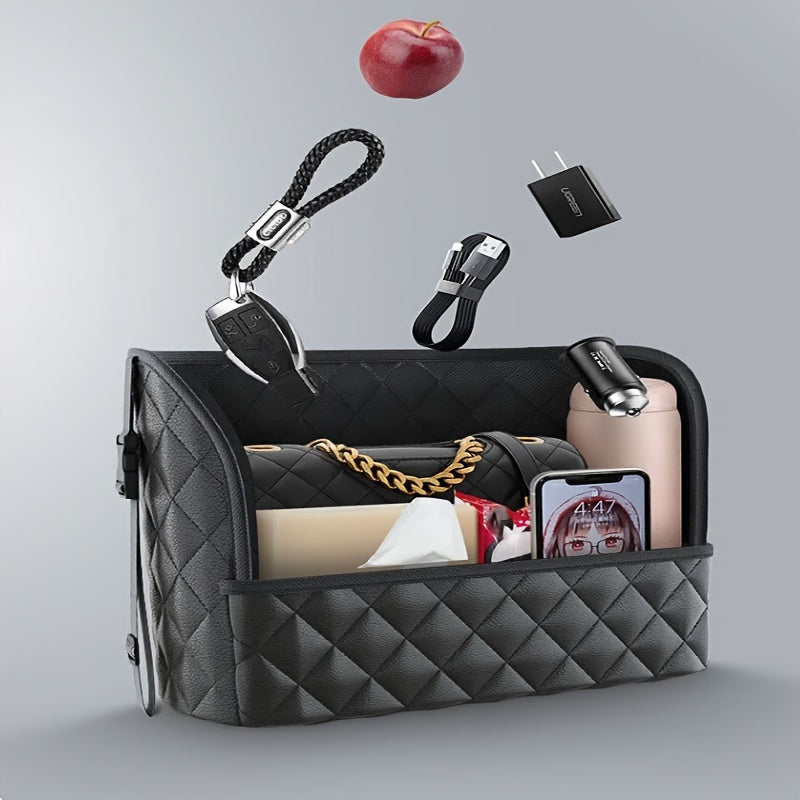 Spacious Luxury Faux Leather Car Seat Organizer - Hanging Mount Back Seat Storage with Multiple Compartments - Ideal for Family Cars, Travel & Daily Use