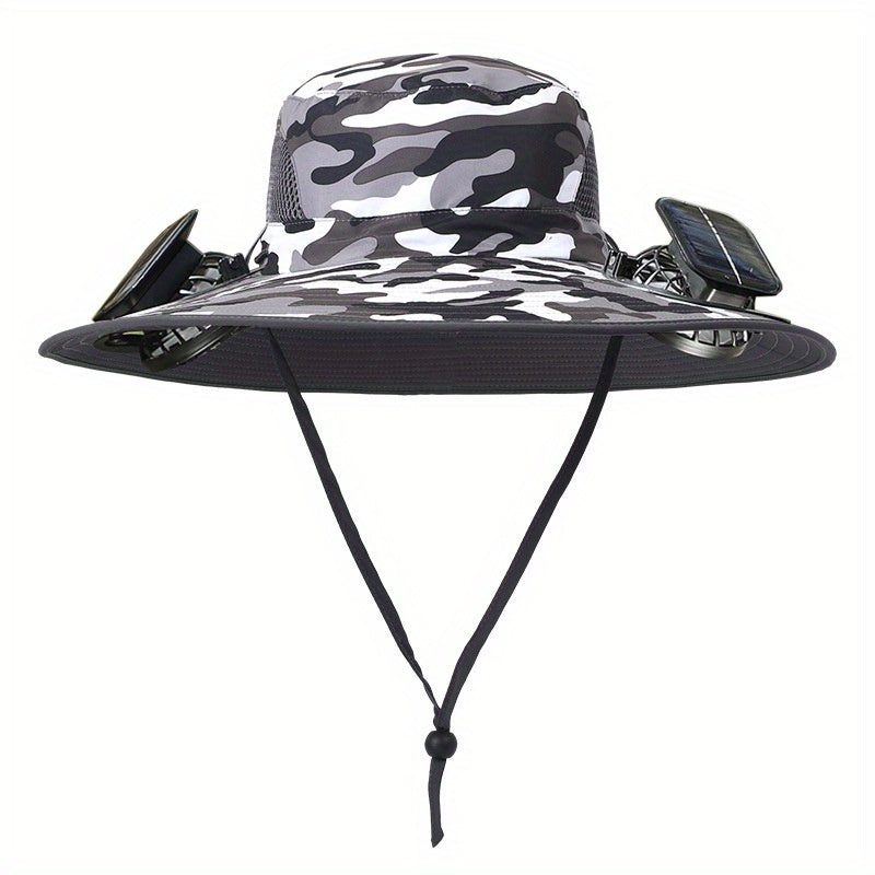 Outdoor Solar Multifan Fan Hat. In-Ward Detachable Dual Fan. Adjustable Three Wind Speed with USB Charging Interface. Suitable for Outdoor Leisure Fishing Hat. Fisherman Hat. Sunscreen Hat. Outdoor Sunshade Hat. Hiking Hat.