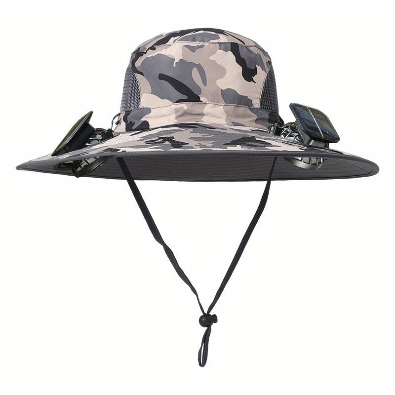 Outdoor Solar Multifan Fan Hat. In-Ward Detachable Dual Fan. Adjustable Three Wind Speed with USB Charging Interface. Suitable for Outdoor Leisure Fishing Hat. Fisherman Hat. Sunscreen Hat. Outdoor Sunshade Hat. Hiking Hat.