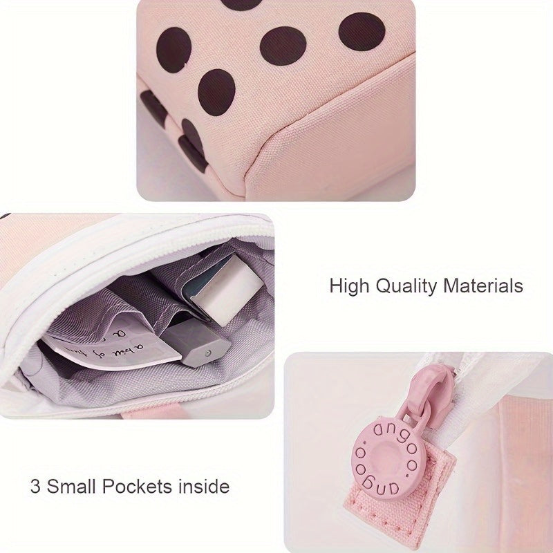 [Polyester Pencil Case] Durable Polyester 1pc Large Capacity Pencil Case | Smiling Face Design, Telescopic Extension, Spacious Stationery Holder for School, Office, Travel - Features Pens, Pencils & Erasers Compartments, Pencil Pouch