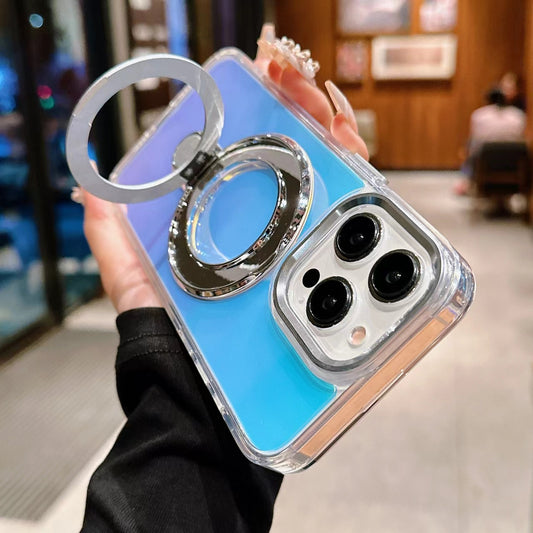 [New Magnetic Holder Phone Case] Suitable for Apple Iphone 15Promax 16Promax 14Promax 13Promax 12Pro 11 Magnetic Holder Phone Case, Metal Frame Protection, Brand New All Inclusive, Niche High-End, Goddess Temperament, Holiday Gift Luxury Electroplated Gli