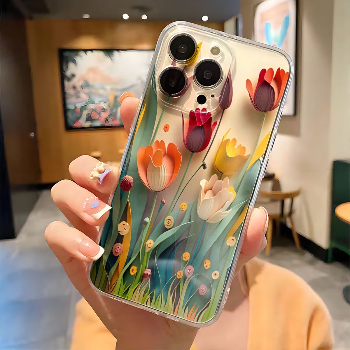 [Artistic Phone Cover] Transparent Artistic 3D Floral Design Phone Cover for Iphone Models 16, 15, 14, 13, 12, 11, XS, XR, X, 8, 7, 6, 6S Plus, And Pro Max
