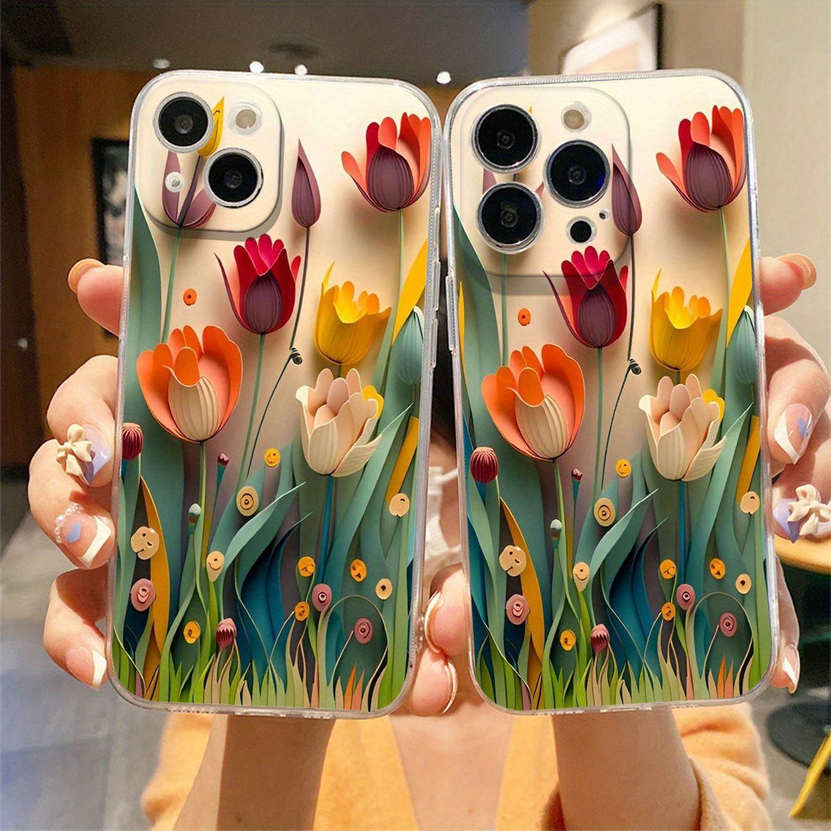 [Artistic Phone Cover] Transparent Artistic 3D Floral Design Phone Cover for Iphone Models 16, 15, 14, 13, 12, 11, XS, XR, X, 8, 7, 6, 6S Plus, And Pro Max
