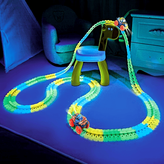 1 Set Race Track Car Toy, Rail Car Game Set, for Boys And Girls, Colorful Luminous Hangable Electric Rail Cars, Birthday Gifts, for Fun At Christmas Parties (without battery) as Halloween Gift for winter