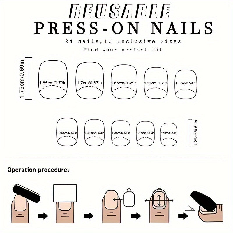 24pcs of Girlie Pink Sweet Heart-Shaped French Matte Textured False Nails Ready to Wear.