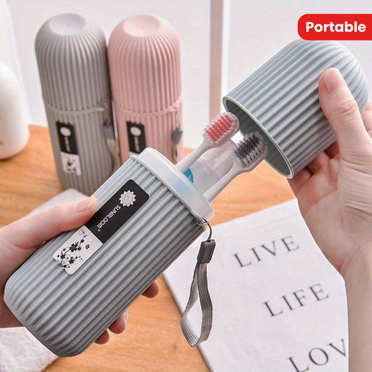 Travel Toothbrush with Portable Storage Box, Rinse Cup, And Toothpaste Holder - Alcohol-Free, Compact Design for On-The-Go Oral Care