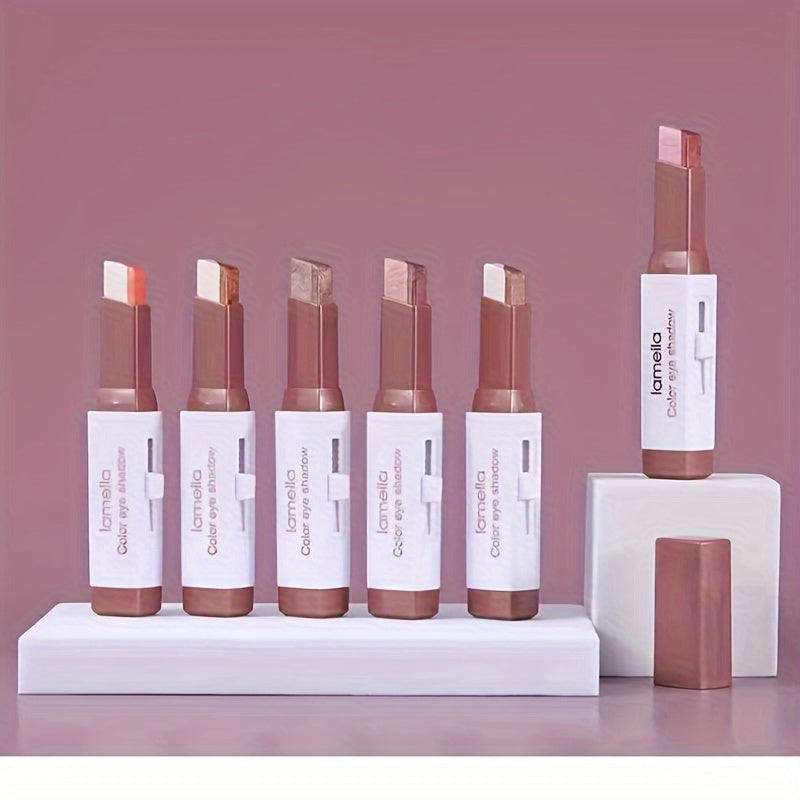 Waterproof Dual-Color 6pcs Eyeshadow Stick - Effortless Matte and Satin Finish - Smooth Application for Stunning Eye Makeup Perfect for Quick Daily Looks and Travel Convenience with Plant Squalane