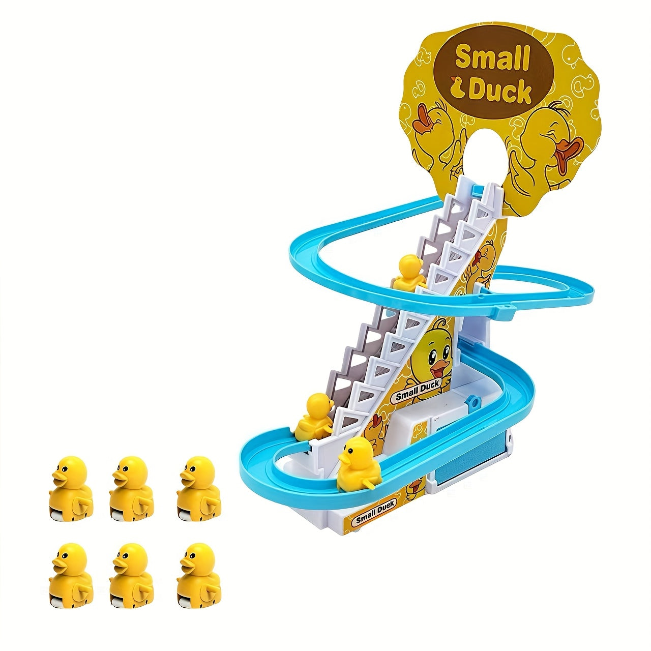 [Interactive Duckling Toy] Fun & Educational Interactive Electric Duckling Stair Climber Toy with Lights & Music | Slide Playset for Boys and Girls | Ideal Birthday, Easter, Halloween, Christmas Gift (Batteries Not Included)