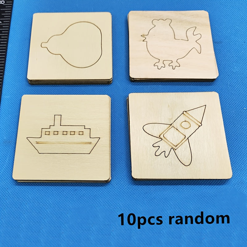 10pcs Educational Toys, Arts Crafts Setwooden Drawing Stencils Kit, Drawing Board Toys Coloring Puzzle, Christmas, Halloween Gaming Gift Thanksgiving