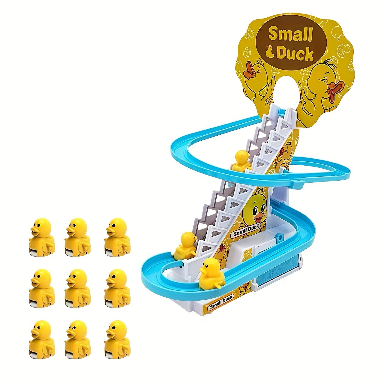[Interactive Duckling Toy] Fun & Educational Interactive Electric Duckling Stair Climber Toy with Lights & Music | Slide Playset for Boys and Girls | Ideal Birthday, Easter, Halloween, Christmas Gift (Batteries Not Included)