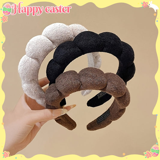 3pcs/1pc Women's Plush Hair Band Love Bear White, Black, Khaki Headband, Fashionable Multi-functional High-end Elegant Simple Solid Color Hair Tie Headwear, Suitable for Daily Outing, Leisure, Party, Commuting, Vacation, Ponytail, Hair Tie, Washing Face,