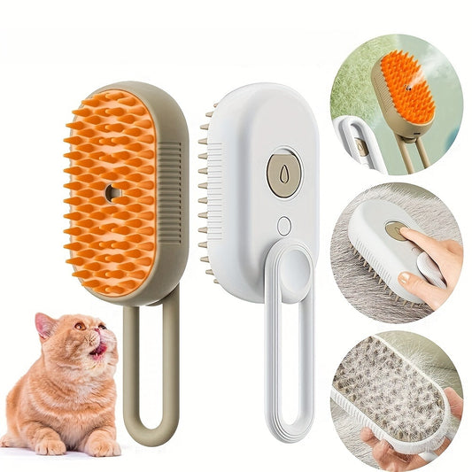 [3 In 1 Steamy Brush] 3 In 1 Cat Steamy Brush, Steamy Cat Brush | Cat Brush Massaging Comb, USB Recharging Pet Grooming Comb - for Removing Loose Hair & Massaging, Suitable for All Cats & Dogs, Perfect Gift for Pet Lovers