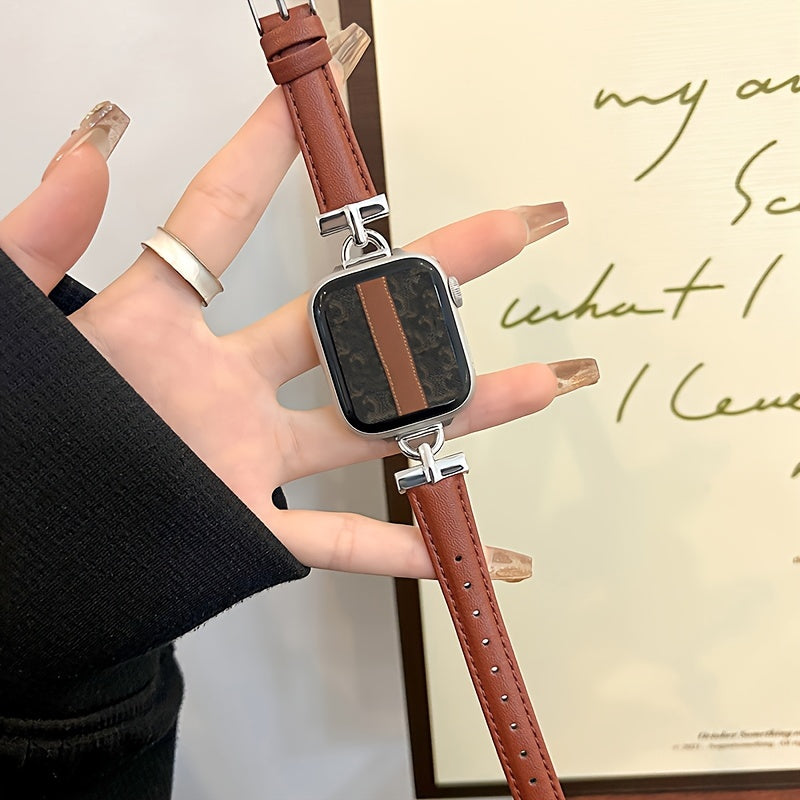 [For Apple Watch Synthetic Leather] Synthetic Leather Smartwatch Band for Apple Watch Series SE, 8, 7, 6, 5, 4, 3, Ultra - Fashionable D-Buckle Design, High-End Niche Creative Replacement Strap