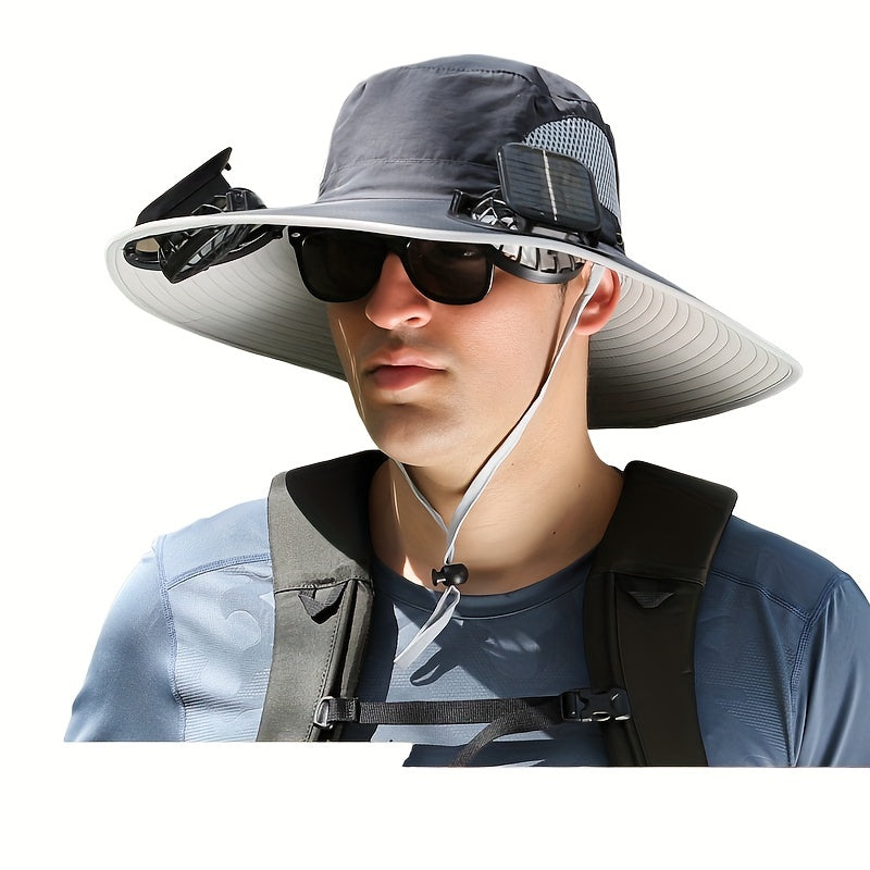Outdoor Solar Multifan Fan Hat. In-Ward Detachable Dual Fan. Adjustable Three Wind Speed with USB Charging Interface. Suitable for Outdoor Leisure Fishing Hat. Fisherman Hat. Sunscreen Hat. Outdoor Sunshade Hat. Hiking Hat.