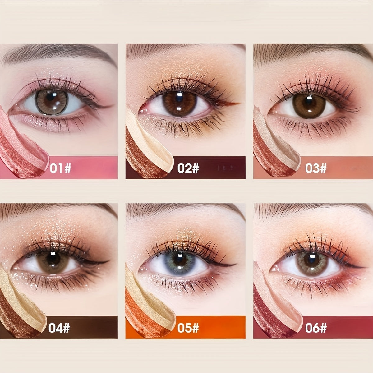 Waterproof Dual-Color 6pcs Eyeshadow Stick - Effortless Matte and Satin Finish - Smooth Application for Stunning Eye Makeup Perfect for Quick Daily Looks and Travel Convenience with Plant Squalane