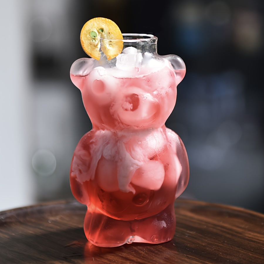 [Reusable Insulated Bear Cocktail Cup] Adorable Glass Bear Cocktail Cup - Perfect for Home Use, Hand Wash Only, Insulated, Reusable