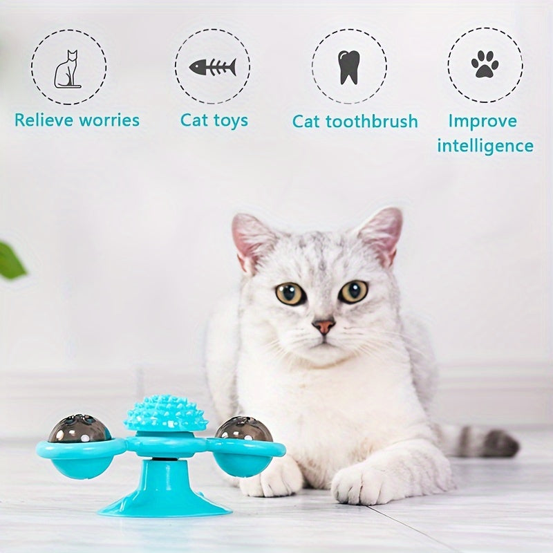 1pc, Fun Rotating Cat Toy, Windmill Turntable Design, Cat Teaser, Stimulate Cat's Vitality, Interactive Play, Enhance Emotions, New Fun in Pet Life