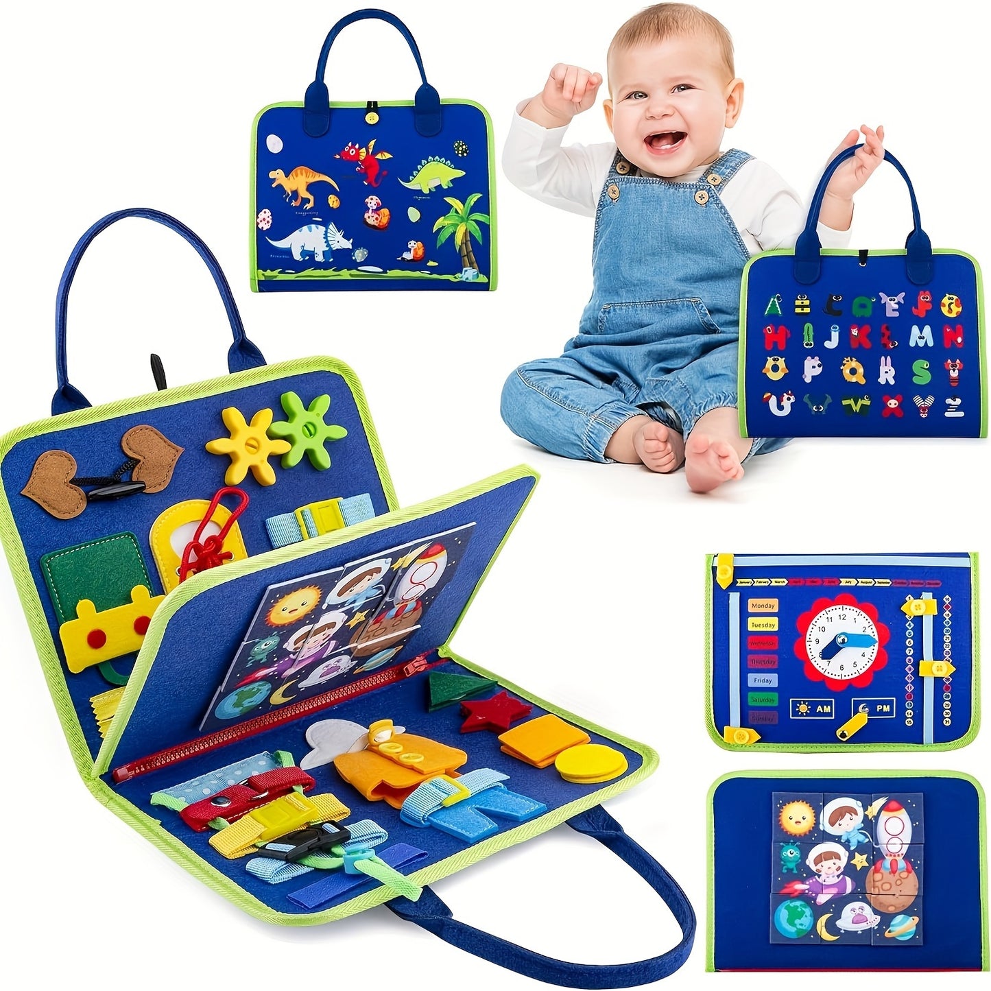 Toddler Busy Board Toys, Sensory Board Educational Activities for Learning Fine Motor Skills, Gifts for Girls Boys Toddlers, Travel Toys for Airplane Car