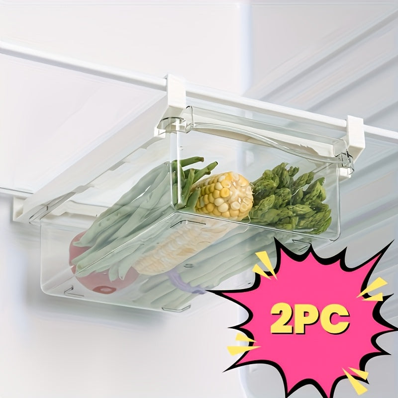 Transparent Kitchen Storage, 1pc/2pcs Refrigerator Hanging Drawer, Vegetable and Fruit Preservation Freezer Box