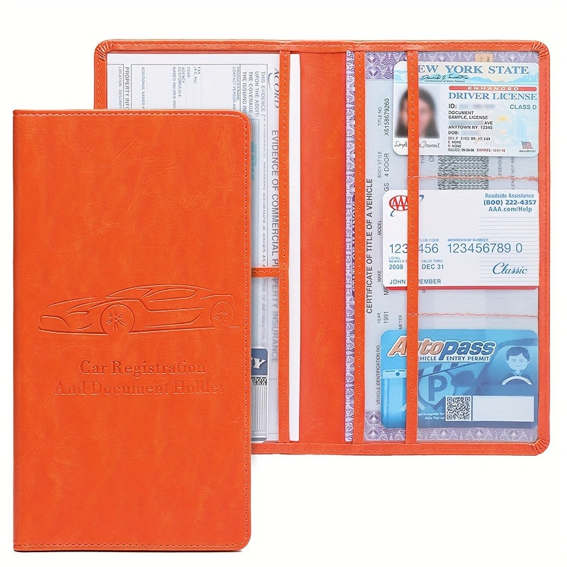 [Car Document Protector] Easy Access Car Registration and Insurance Card Holder - Vehicle Glove Box Paperwork Organizer for Men and Women