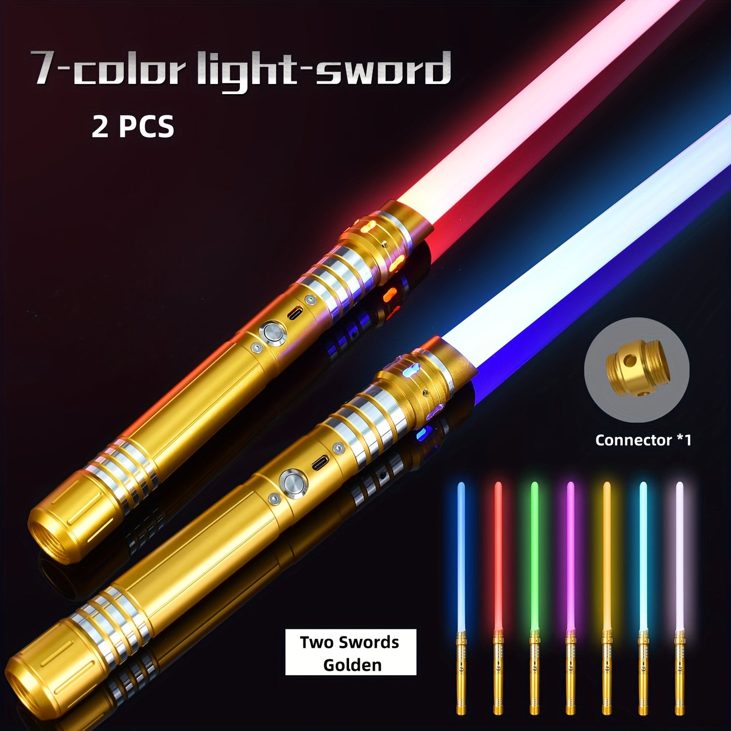 Upgraded Version of 7 Colors Metal Handle Light Sword, Rechargeable Battery, 2-In-1 with 3 Sound Effects, Cosuly Character Performance Props Suitable for Christmas And Halloween 1/2 Pack