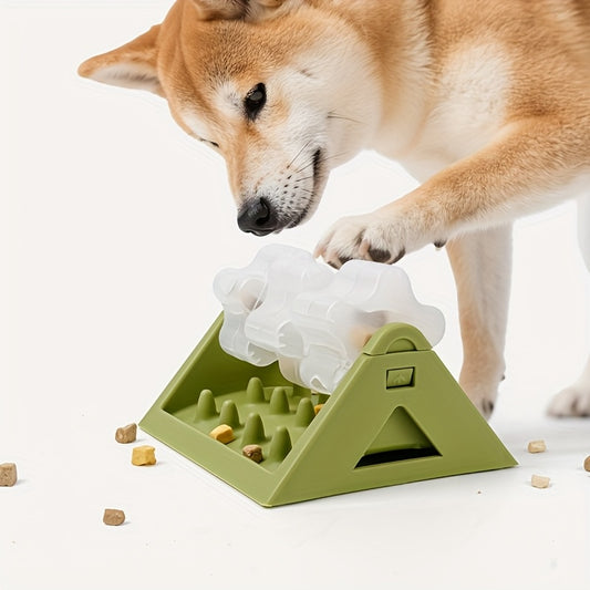 Interactive Dog Food Dispenser Toy - Automatic Treat Dispensing Puzzle Feeder for Mental Stimulation & Digestive Health, Durable PP Plastic Slow Feeder with Triangular Design, Green Pet Enrichment Activity Toy, Dog Treat Dispensing Toy, Triangular Food Sl
