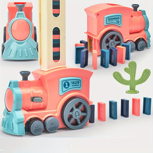 [Educational Domino Train] Fun and Educational Domino Rally Electric Train Set for Kids | Creative Building Blocks for Hours of Fun! | Halloween Christmas Gifts