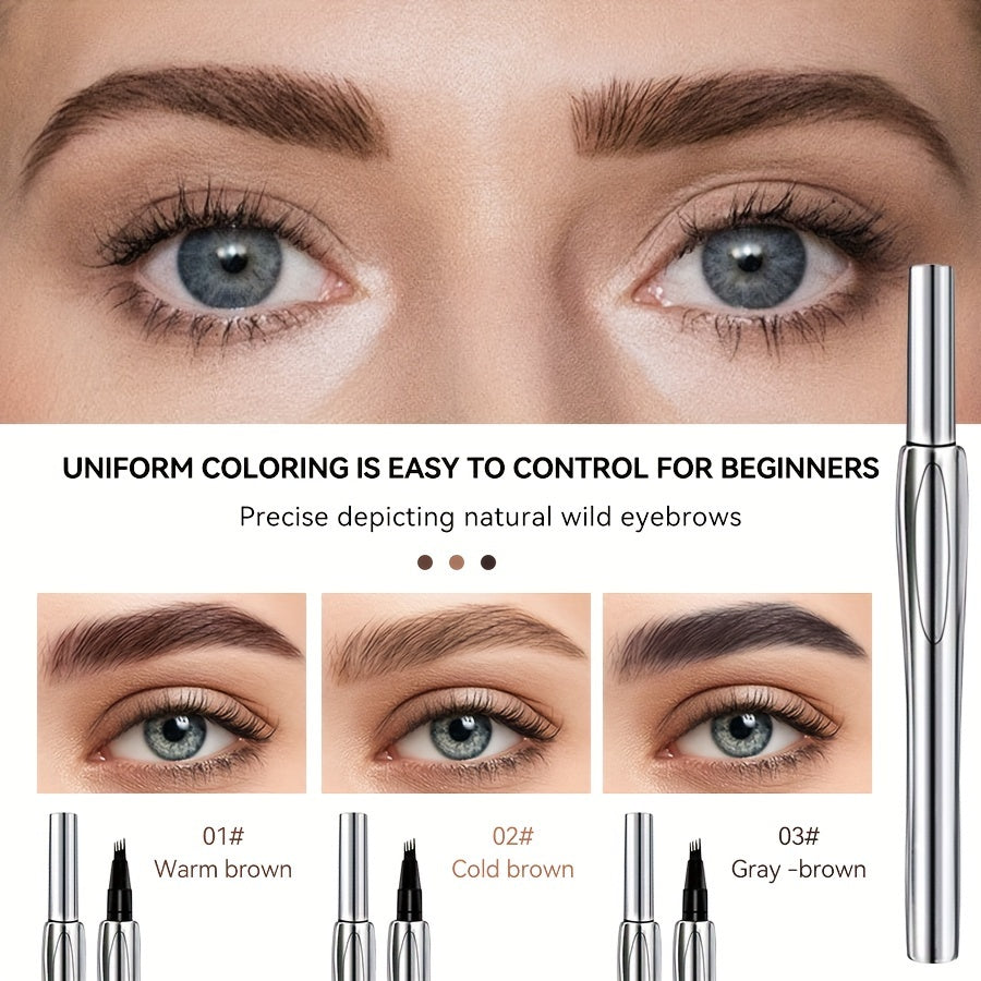 Waterproof & Sweat-Proof 4-Tip Eyebrow Pencil - Long-Lasting, Non-Fading for Natural, Defined Brows in 3 Shades, Perfect Gift for Valentine's Day & Birthdays, Eyebrow Pencil Waterproof