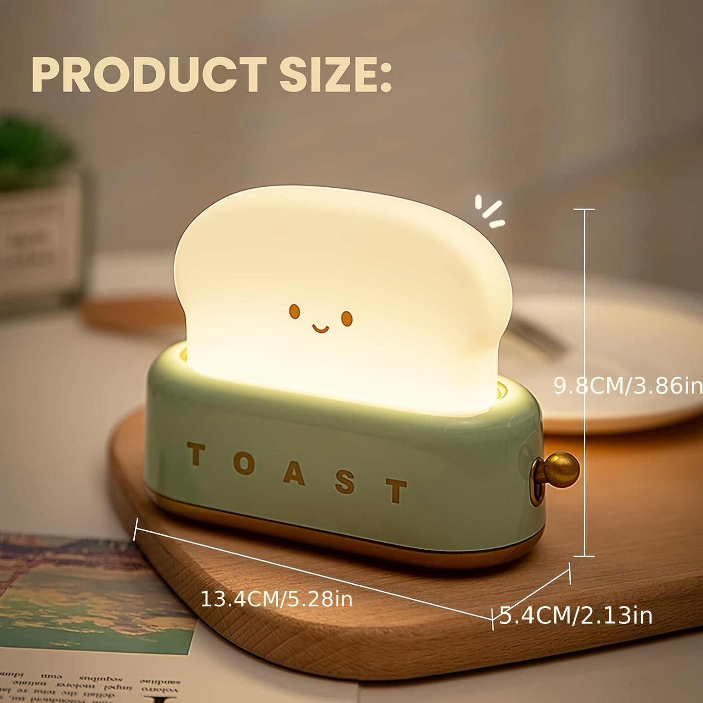 Staaricc USB Rechargeable Cute Toaster-Shaped LED Night Light – Warmth Illuminates Every Moment, Decorative Table Lamp in Green/Orange/Pink, Perfect for Home, Birthday, or Christmas Gift, Best for Christmas