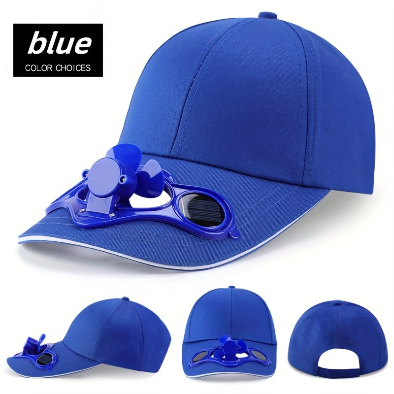 [Solar Powered] Solar-Powered Fan Baseball Cap | Black, Breathable & Comfortable | Summer Hat with Integrated Fan | Outdoor Sports & Travel | Durable Headgear | Without Battery