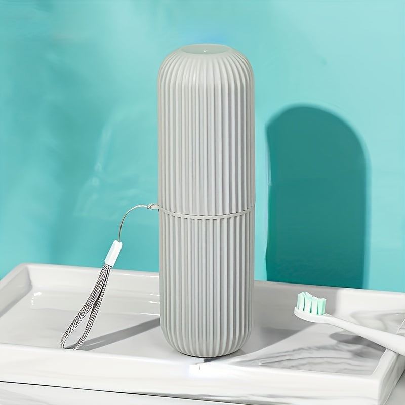 Travel Toothbrush with Portable Storage Box, Rinse Cup, And Toothpaste Holder - Alcohol-Free, Compact Design for On-The-Go Oral Care