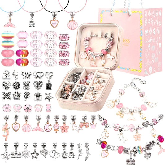 66 Pcs Charm Bracelet Making Kit - Daily Use DIY Beaded Jewelry Making Kit, Mermaid Series Charms Gifts For Daily Use Toys Crafts DIY Bracelet Making Gift Box