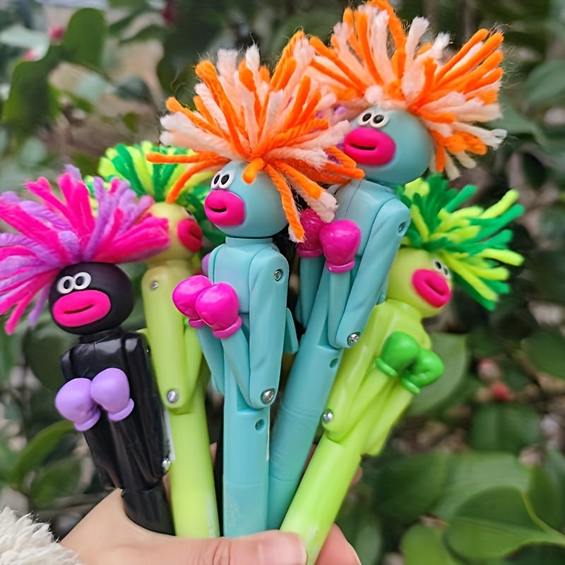 1pc Funny Exploding Hair for Man Boxing Round Ballpoint Pen Creative Relax Pen Student High-looking Funny Birthday Gift 1.0mm Black Refill Knock Big Mouth Knock Pen