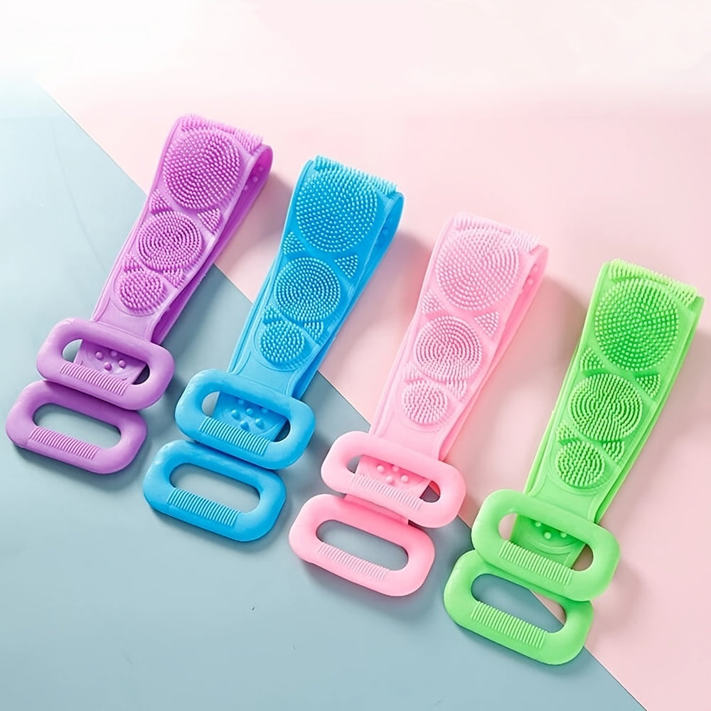Silicone Body Scrubber Bath Brush, Exfoliating Shower Brush Bath Belt With Extra Long Strip And Handle For Easy Back Exfoliating, Rubbing Mud & Ash From Body Back, Skin-friendly, Soft And Comfortable