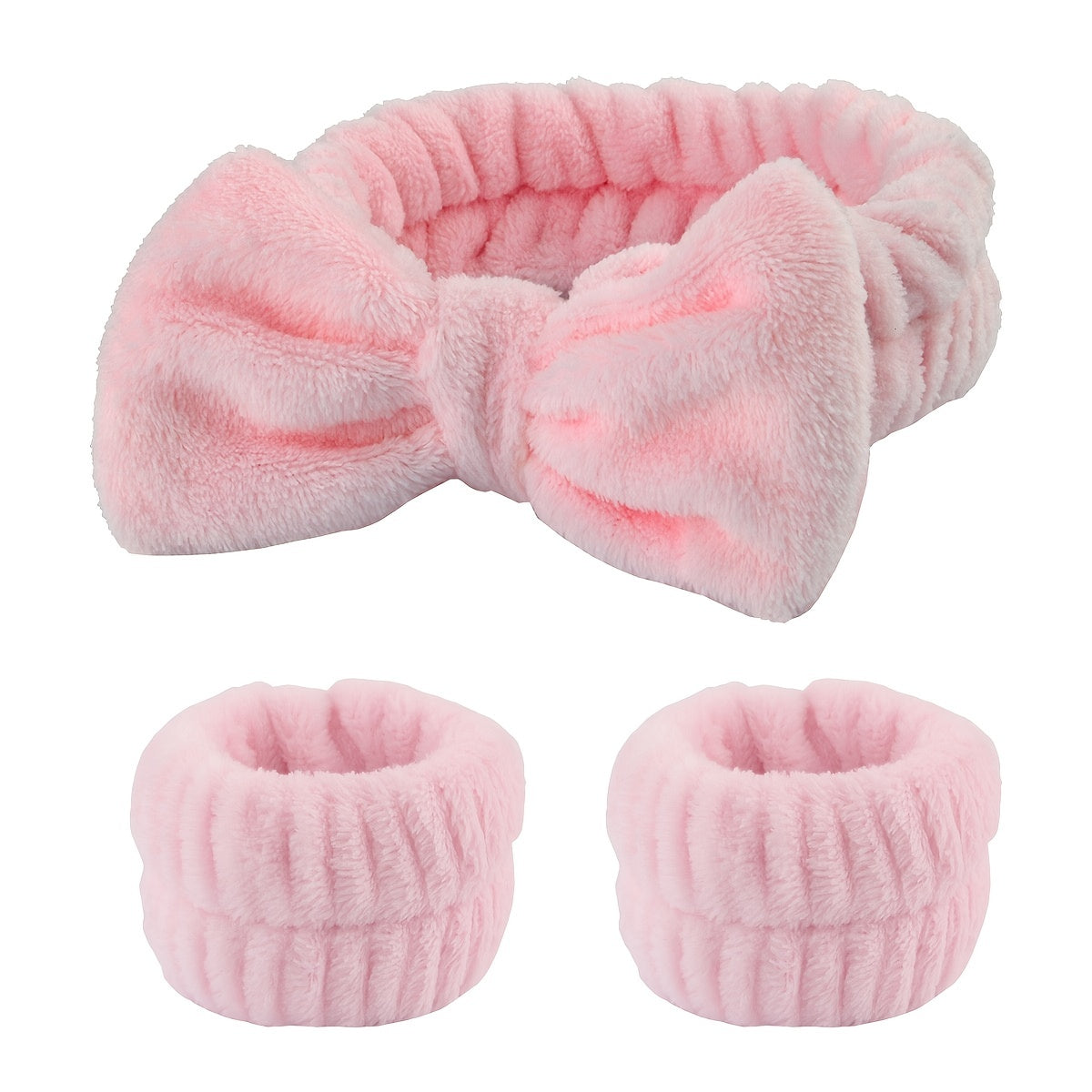 1pc/3pcs Adorable Bow Hair Band and Wristband Set, Soft Spa Headband for Washing Face, Makeup, Skincare, and Hair Styling
