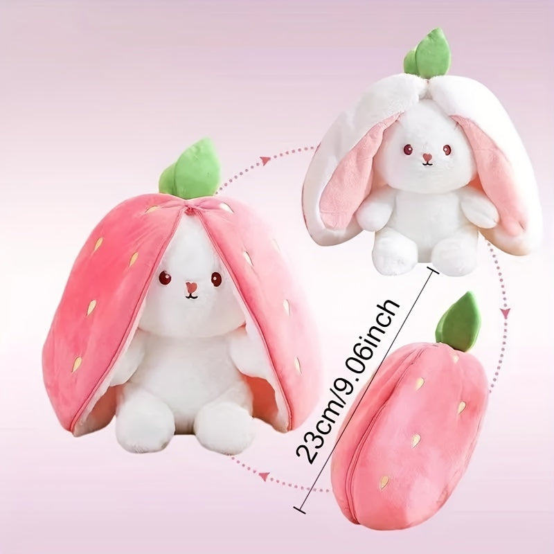 Transforming Rabbit Pillow, Strawberry Rabbit Plush Toy, Carrot Rabbit Doll, Pillow, Birthday Gift Holiday Gift Easter Gift Christmas Gift