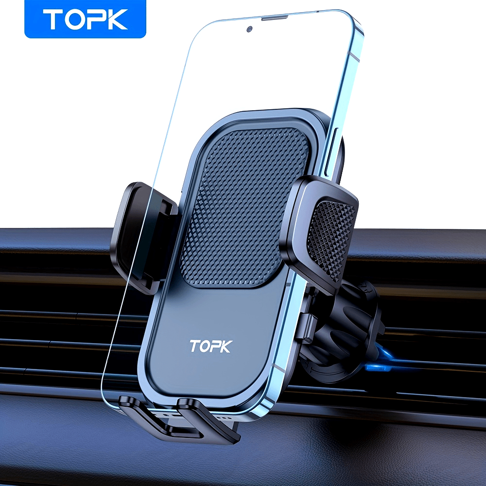 TOPK Car Phone Holder Mount, Car Mount with Hook Clip for Car Air Vent 360° Rotation Phone Mount Compatible with iPhone Samsung Android Cell Phone