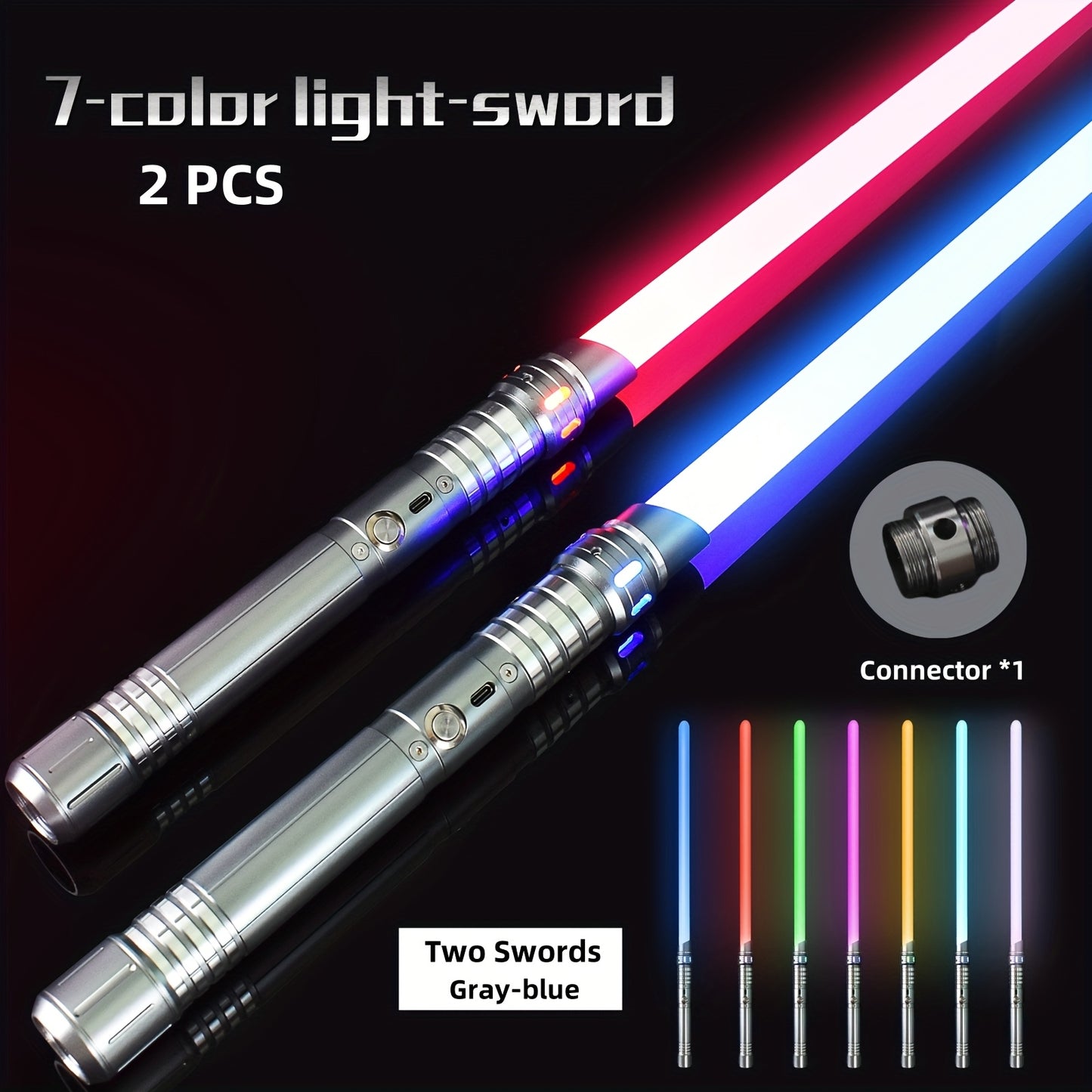 Upgraded Version of 7 Colors Metal Handle Light Sword, Rechargeable Battery, 2-In-1 with 3 Sound Effects, Cosuly Character Performance Props Suitable for Christmas And Halloween 1/2 Pack