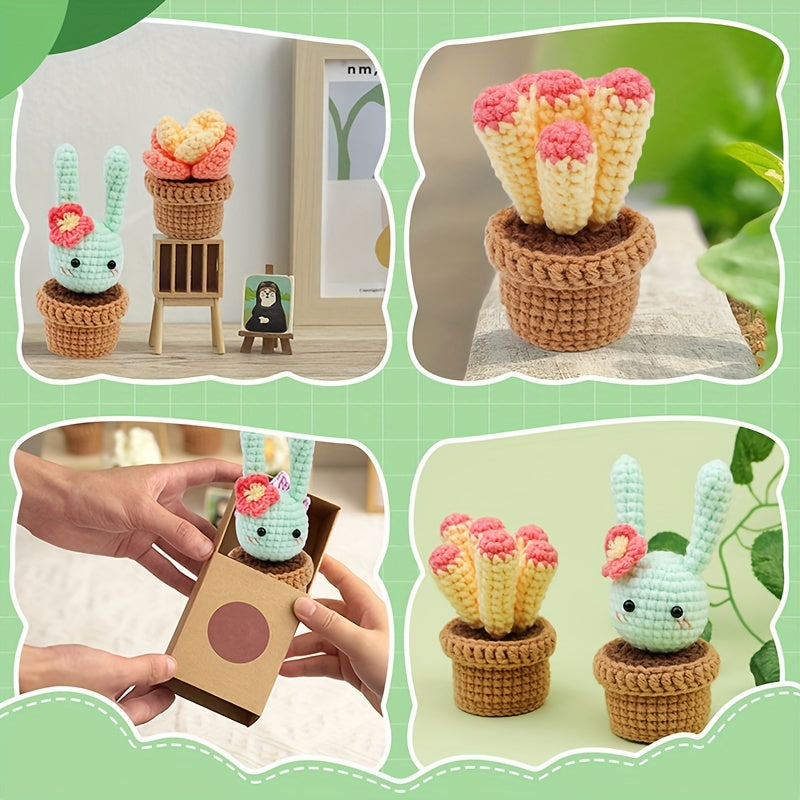 [Crochet Starter Kit] 6pcs Mixed Crochet Starter Kit - Crochet Kit for Beginners with Crochet Hooks, Yarn, Polyester Fiber, Stitch Markers, Plastic Eyes and Instructions
