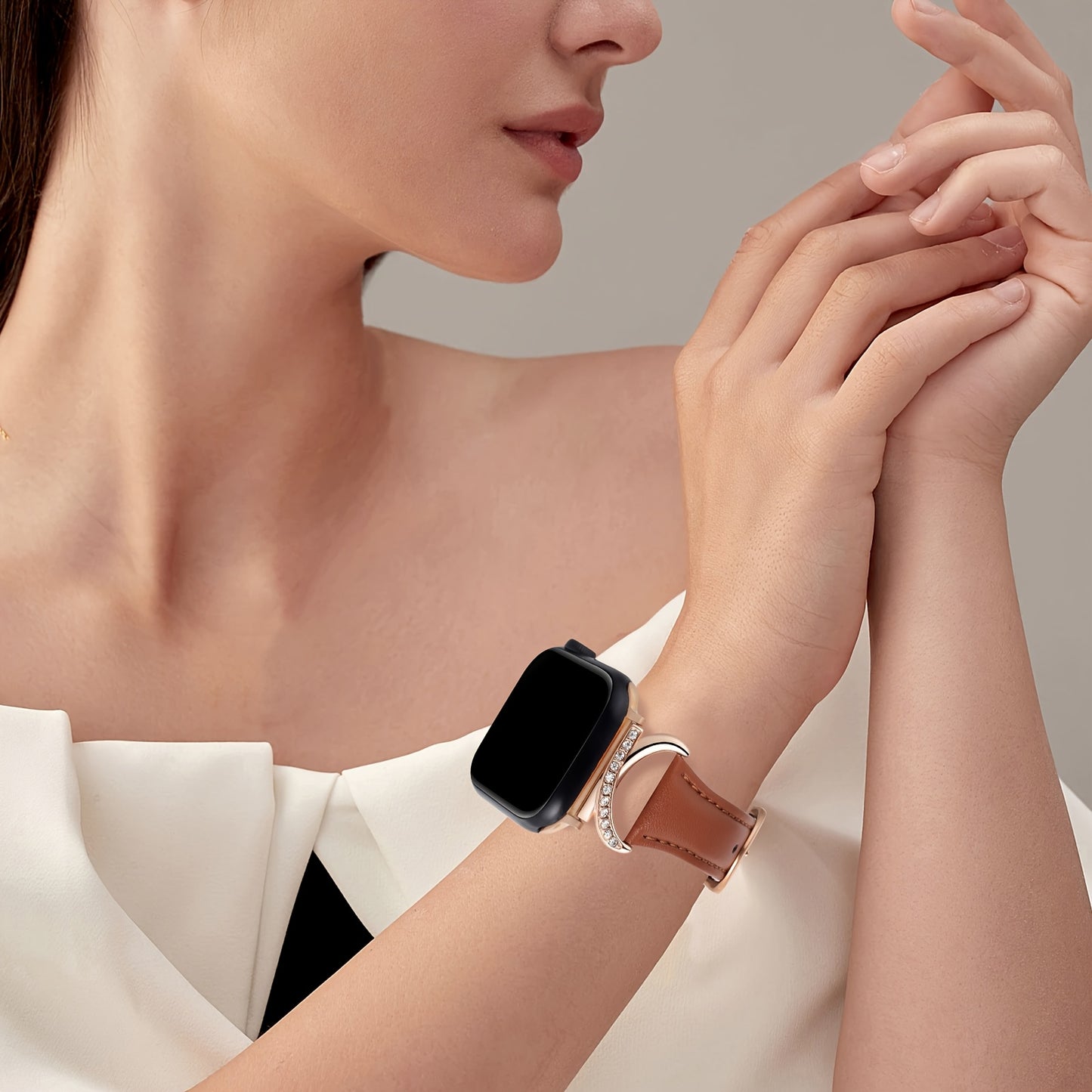 Apple Watch Leather Strap - Ultra-thin Delicate C-shaped Golden Buckle - 41mm 40mm 38mm 42mm 44mm 45mm 46mm 49mm Replacement for Series 10 9 Ultra SE 8 7 6 5 4 3 2 1