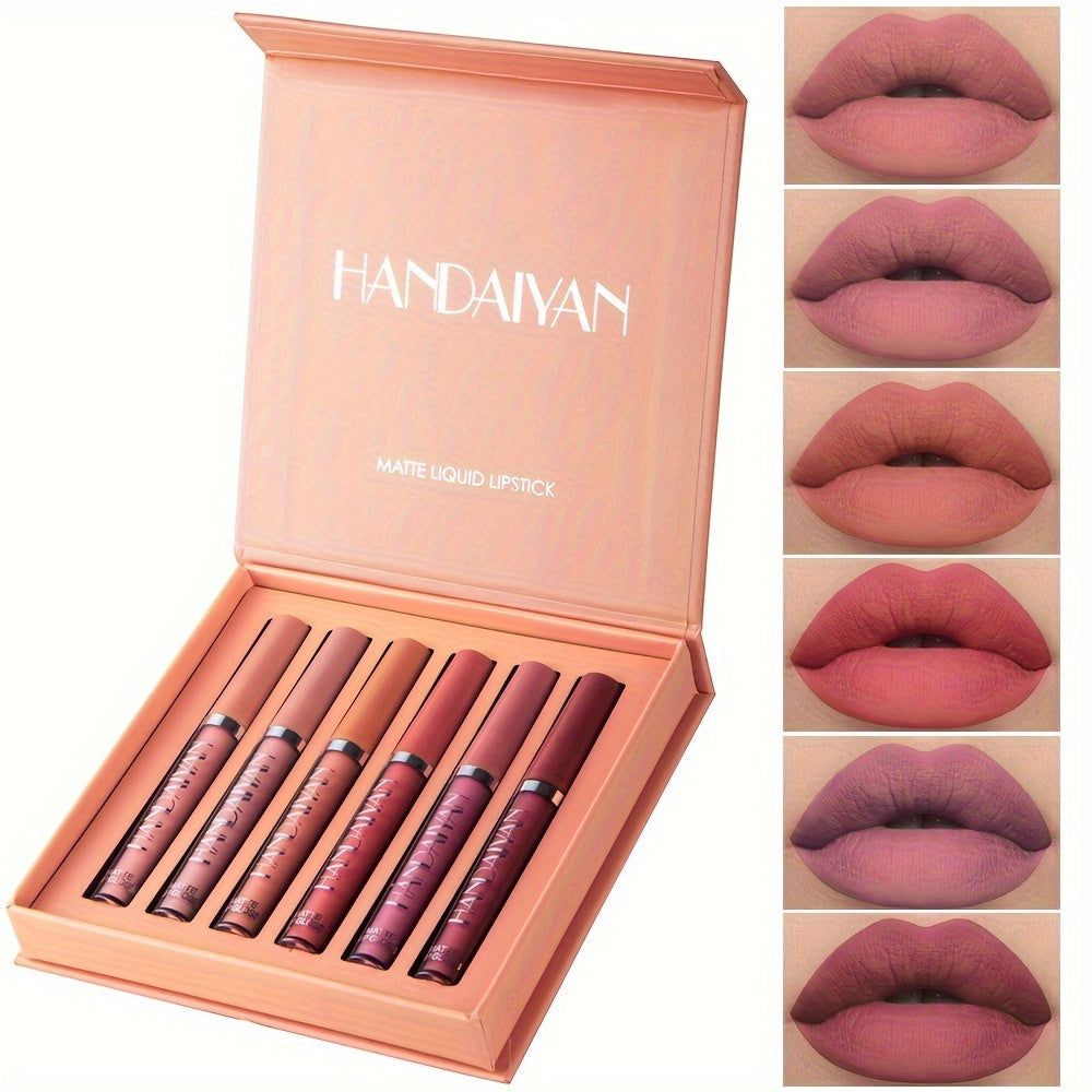 6 Pcs Matte Liquid Lipstick Makeup Set, Matte Liquid Long-Lasting Wear Non-Stick Cup Not Fade Waterproof Lip Gloss