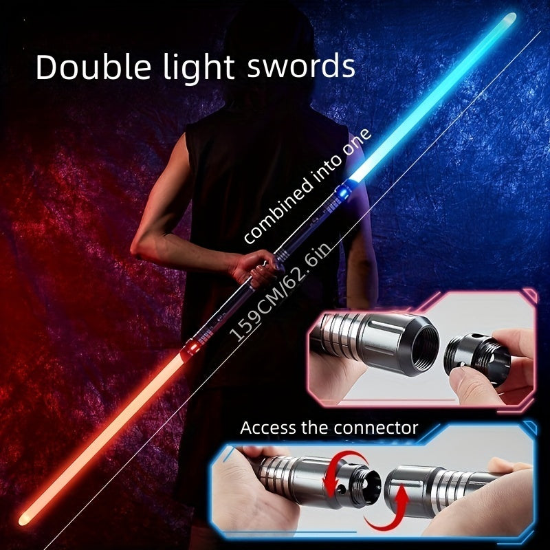 Upgraded Version of 7 Colors Metal Handle Light Sword, Rechargeable Battery, 2-In-1 with 3 Sound Effects, Cosuly Character Performance Props Suitable for Christmas And Halloween 1/2 Pack