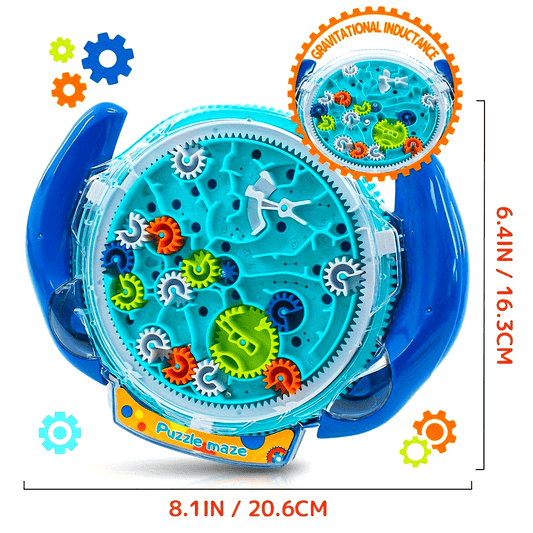 A Gear Maze Toy, an Educational Maze Board with 24 Fun Levels (Colors May Vary).