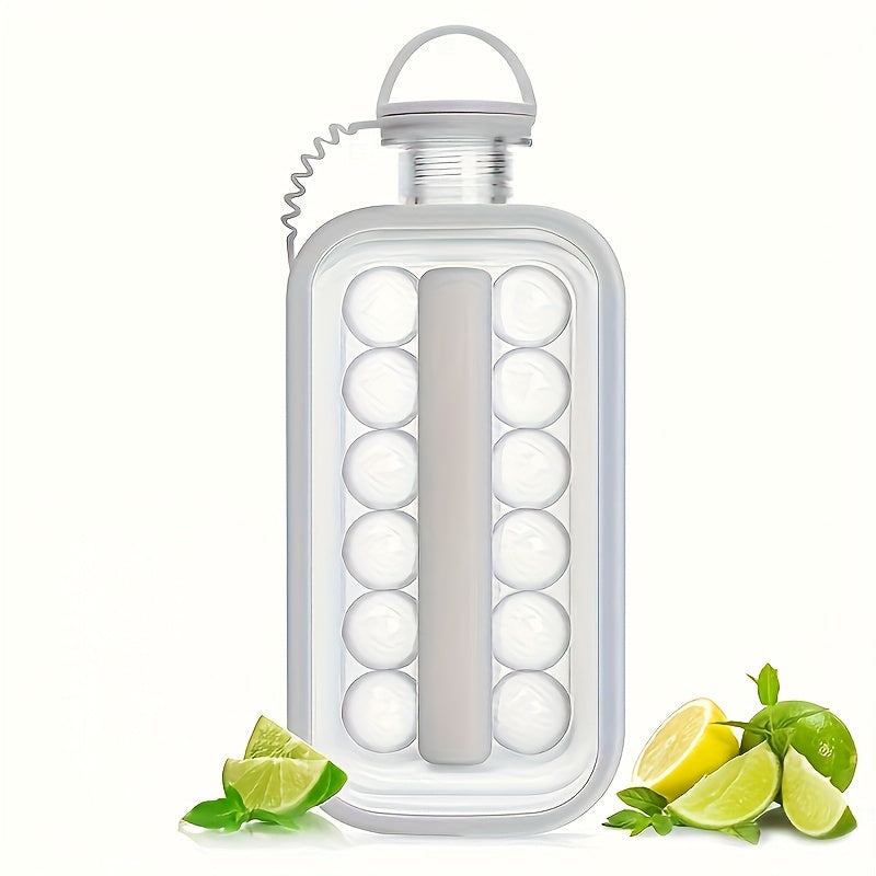 [Portable Ice Maker] 2-in-1 Folding Ice Maker Water Bottle & 17-Grid High-Capacity Ice Tray | Portable, Space-Saving, Durable Plastic Household Ice Maker for Cocktails, Beverages, Beverage Cooling, Compact Storage, Userfriendly Construction