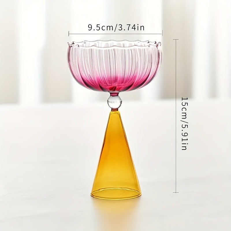 YUHUPHYLLIC 1pc Unique Flower Glass Drinking Cup Creative Wine Glass Colorful Cocktail Cup Used for Drinking Drinks Separated Water Cup Hand Wash Only Reusable Champagne Glass