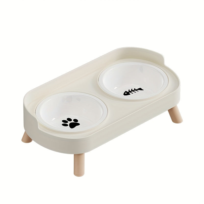 [Elevated Feeder] Elevated Double Bowl Feeder | Featuring Water And Feeding Integration Design, Available in Plastic, Stainless Steel, And Ceramic in Various Colors, Perfect for Cats And Dogs