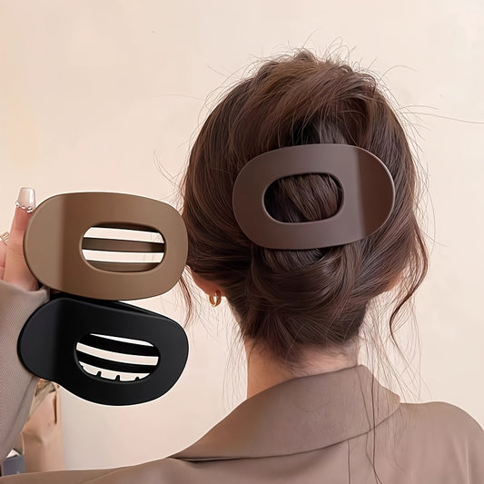 4-Pack Black Duckbill Hair Clips - Strong Grip Flat Round Hair Clips with Ergonomic Curved Design, No-Slip Jaw Clips for Women, Large Hair Clips for Thick/Thin Hair, Everyday & Special Occasions, Secure Hair Grip | Stylish Hair Accessory | Comfortable Hai