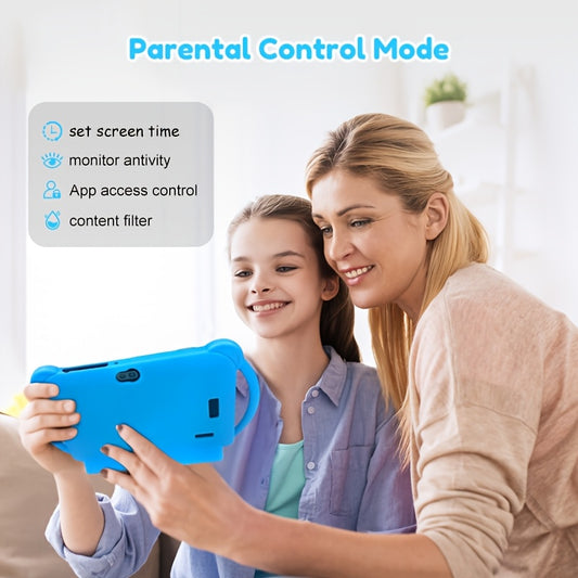 7 inch Tablet for Kids, 32GB ROM 2GB RAM Android Tablet with 2.4G WiFi, GMS, Eye Protection Screen, Parental Control, Education APP, Dual Camera, Shockproof Case, Games, Ramadan gifts for kids.