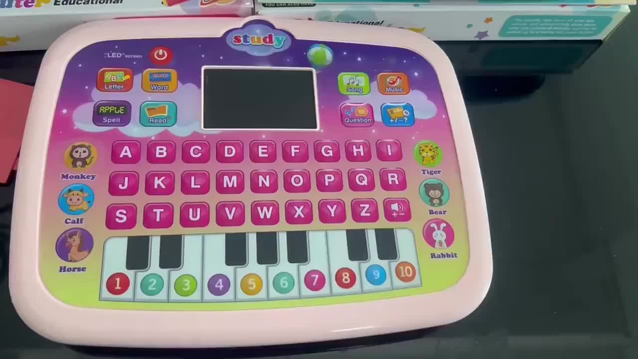 Tablet for Kids with LED Screen, Learning Mat for Teaching Alphabet, Numbers, Words, Music, Math, Interactive Electronic Toy forEarly Development, Suitable for and Girls, Halloween and Christmas Gifts