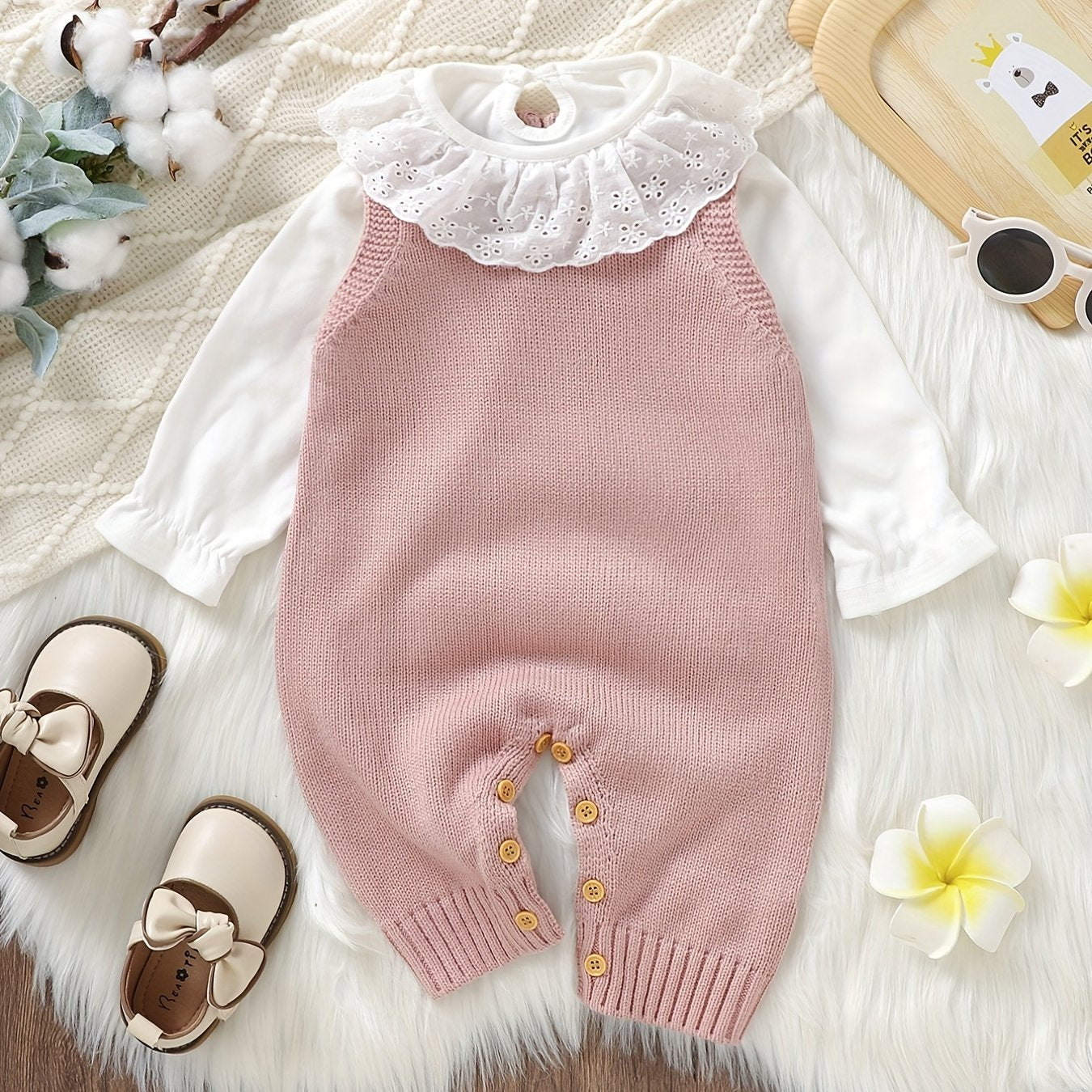 Unisex Bodysuit with Heart Jacquard Detail - Soft 100% Acrylic Square Neck Winter Outfit, Elastic Crotch & Snap Closure, Light Green Adorable Clothing for &, Perfect for Outdoor